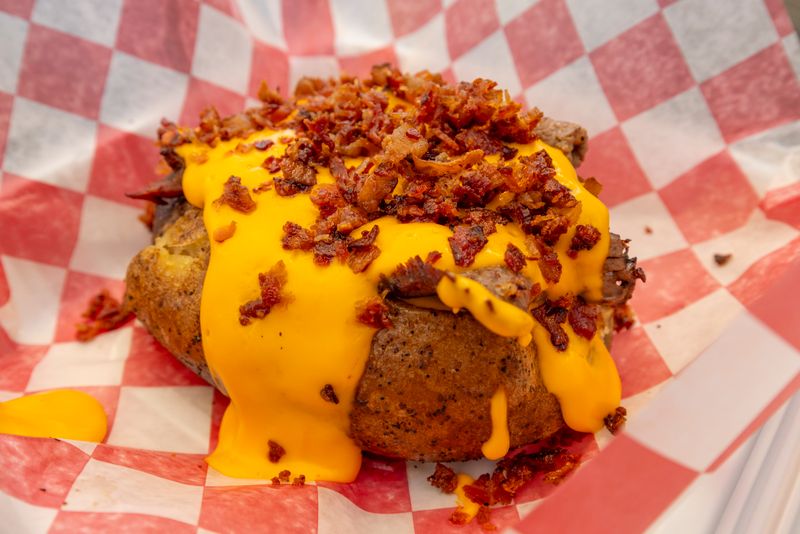 Loaded potato skins with cheese and toppings