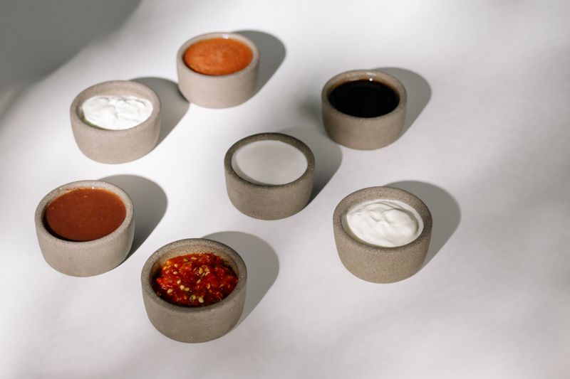 Selection of house-made dipping sauces in small bowls
