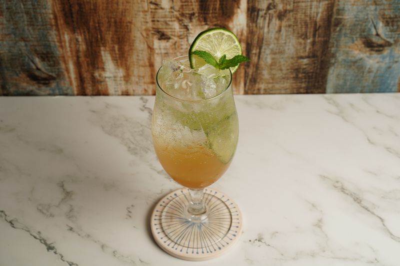Fresh squeezed craft lemonade with mint and ice